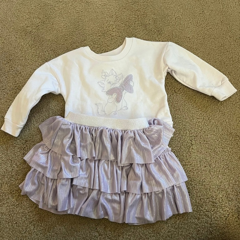 White and Lavender Ruffle Skirt Outfit